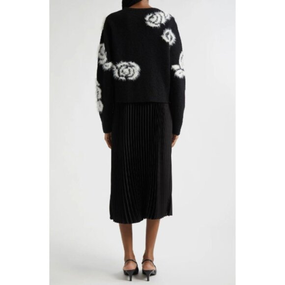 Cinq À Sept Aerin Midi Dress Woman S Wool Cardigan Holiday Black Luxury Designer - Picture 2 of 10